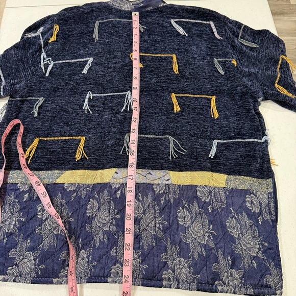 Flashback Jacket Blue/Gold Blazer Velvet Satin Patchwork Boho Women’s Size Small - Picture 15 of 16